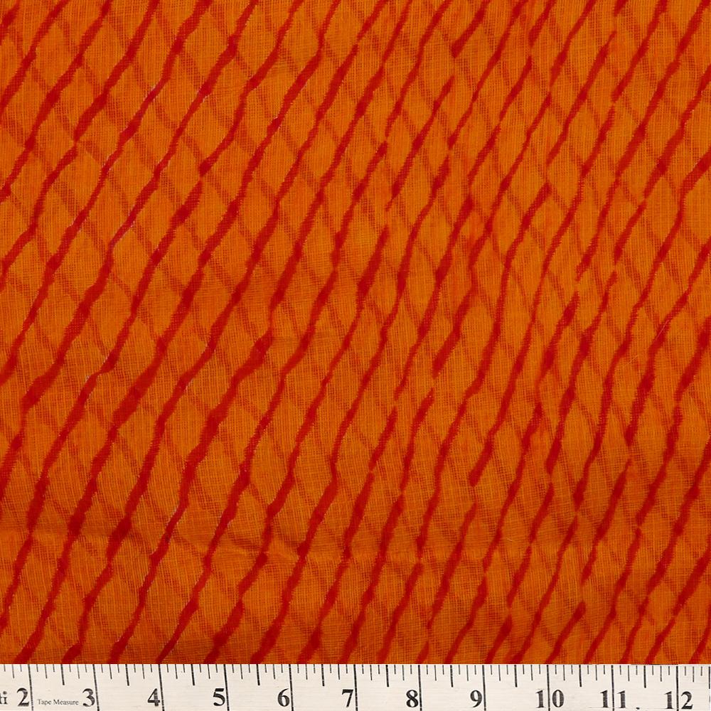 Orange-Red Color Digital Printed Kota Silk Fabric