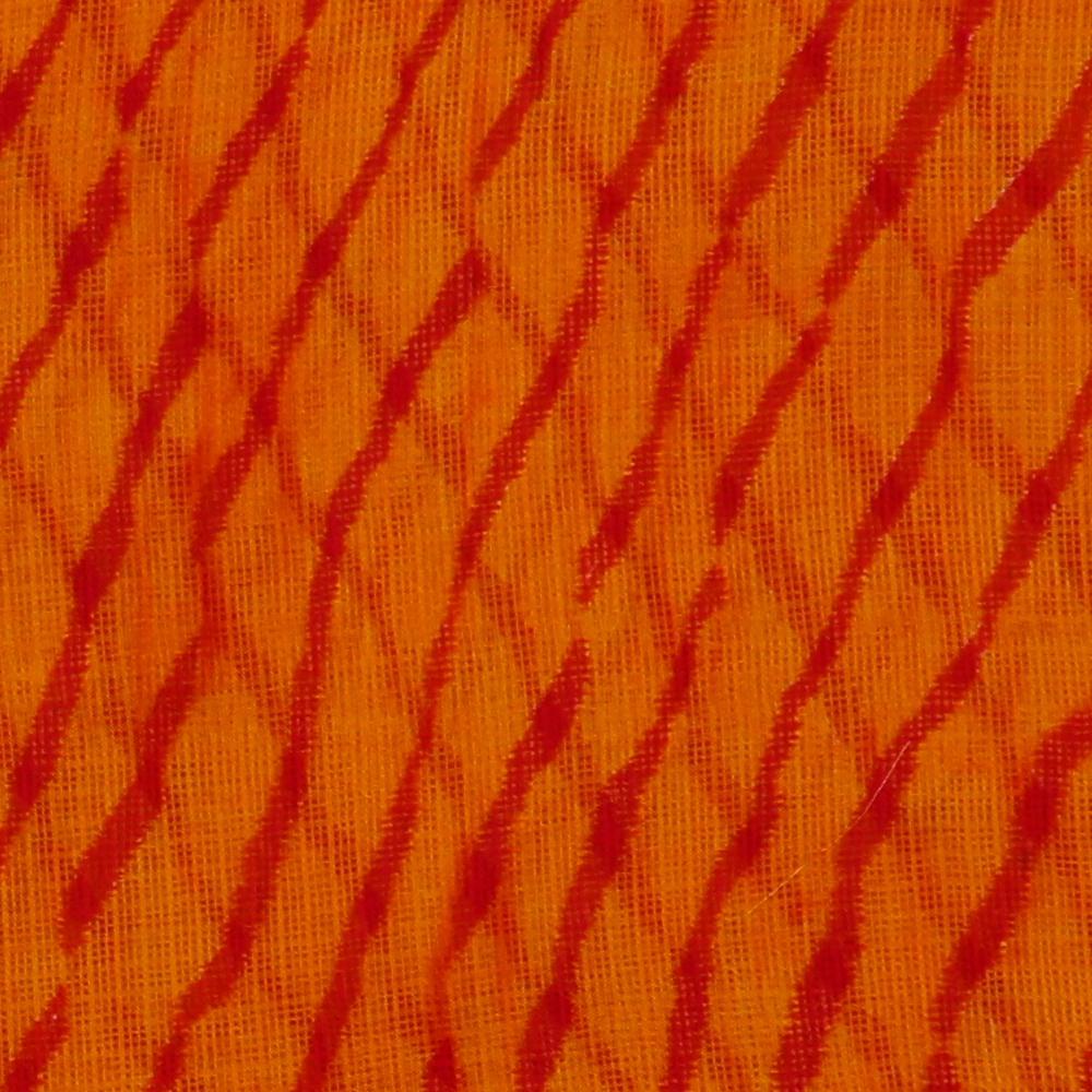 Orange-Red Color Digital Printed Kota Silk Fabric