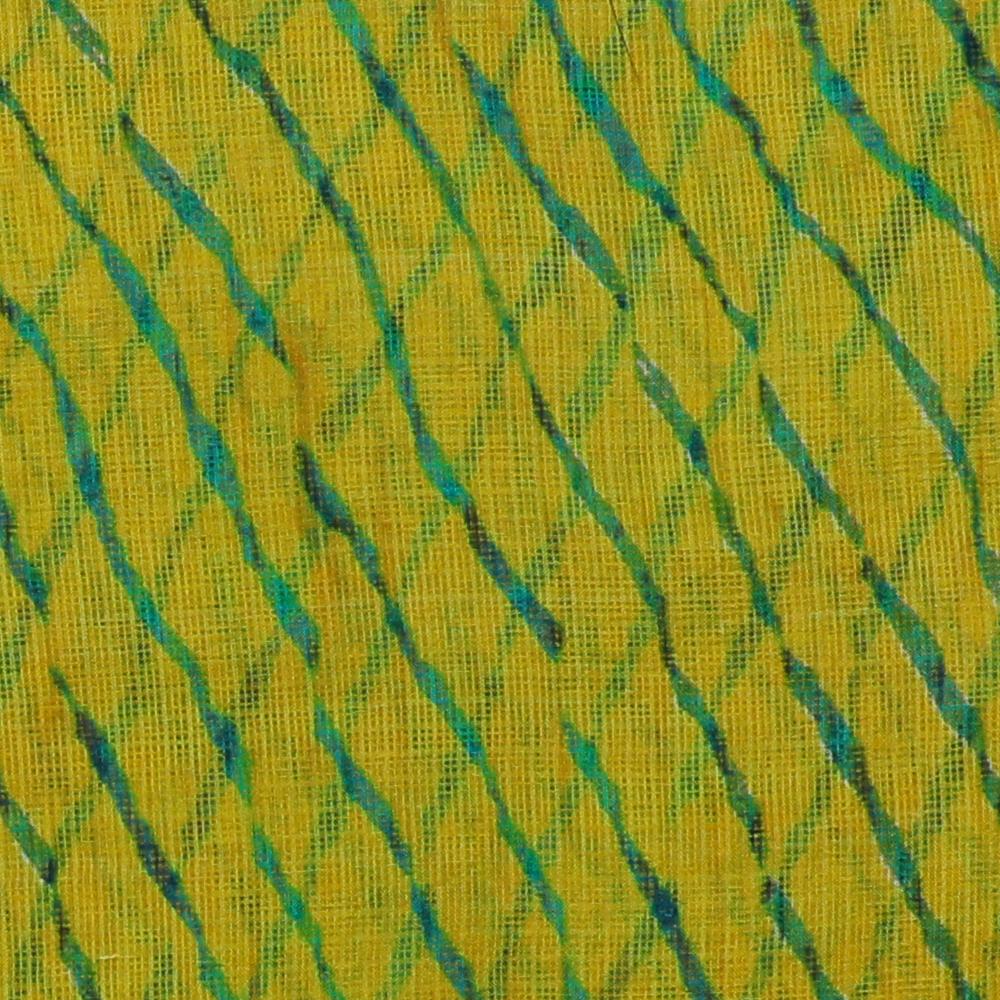 Yellow-Green Color Digital Printed Kota Silk Fabric