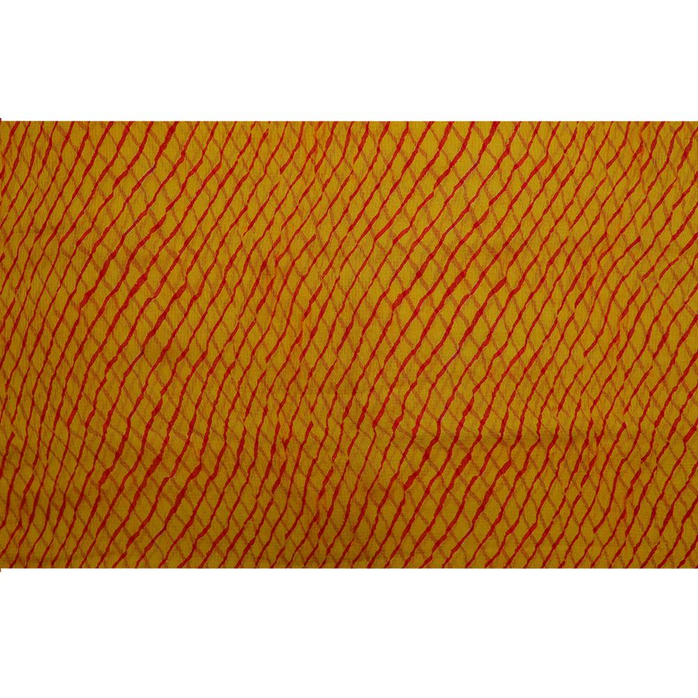 Yellow-Red Color Digital Printed Kota Silk Fabric