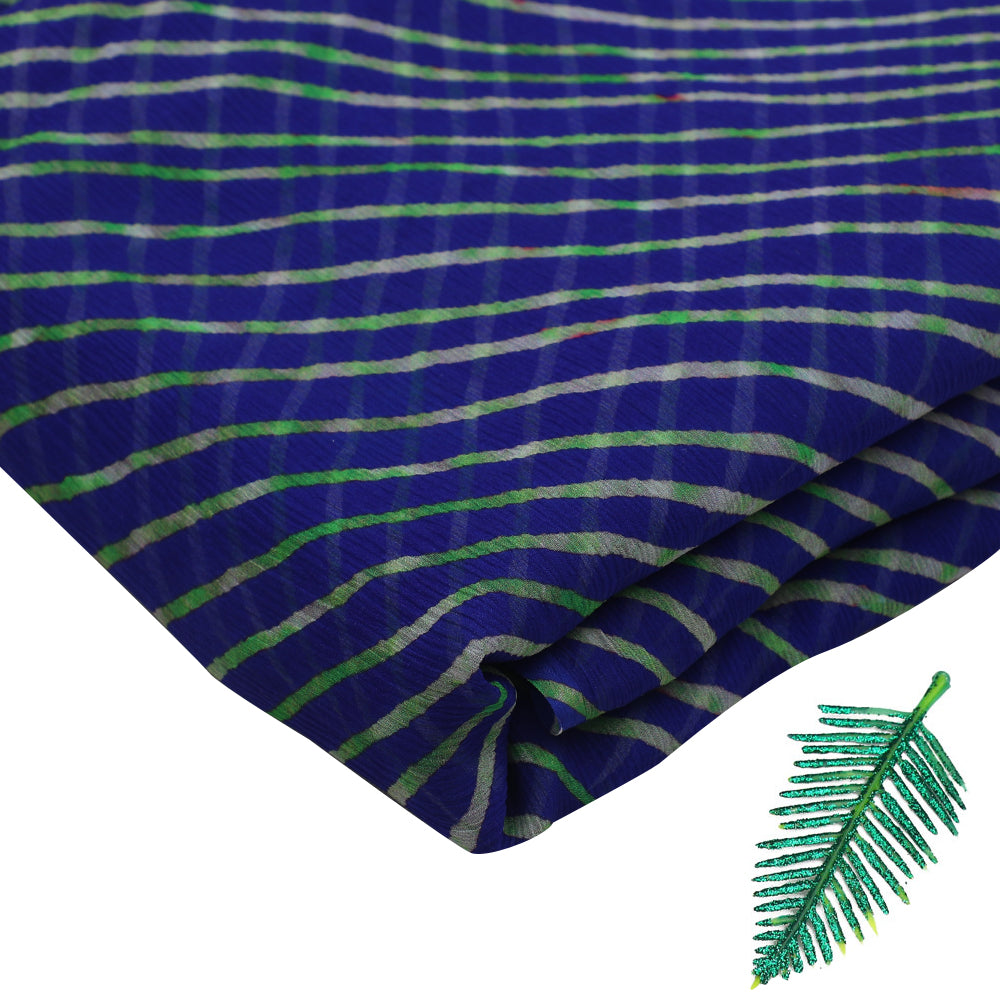 Blue-Green Color Digital Printed Chiffon Silk Fabric