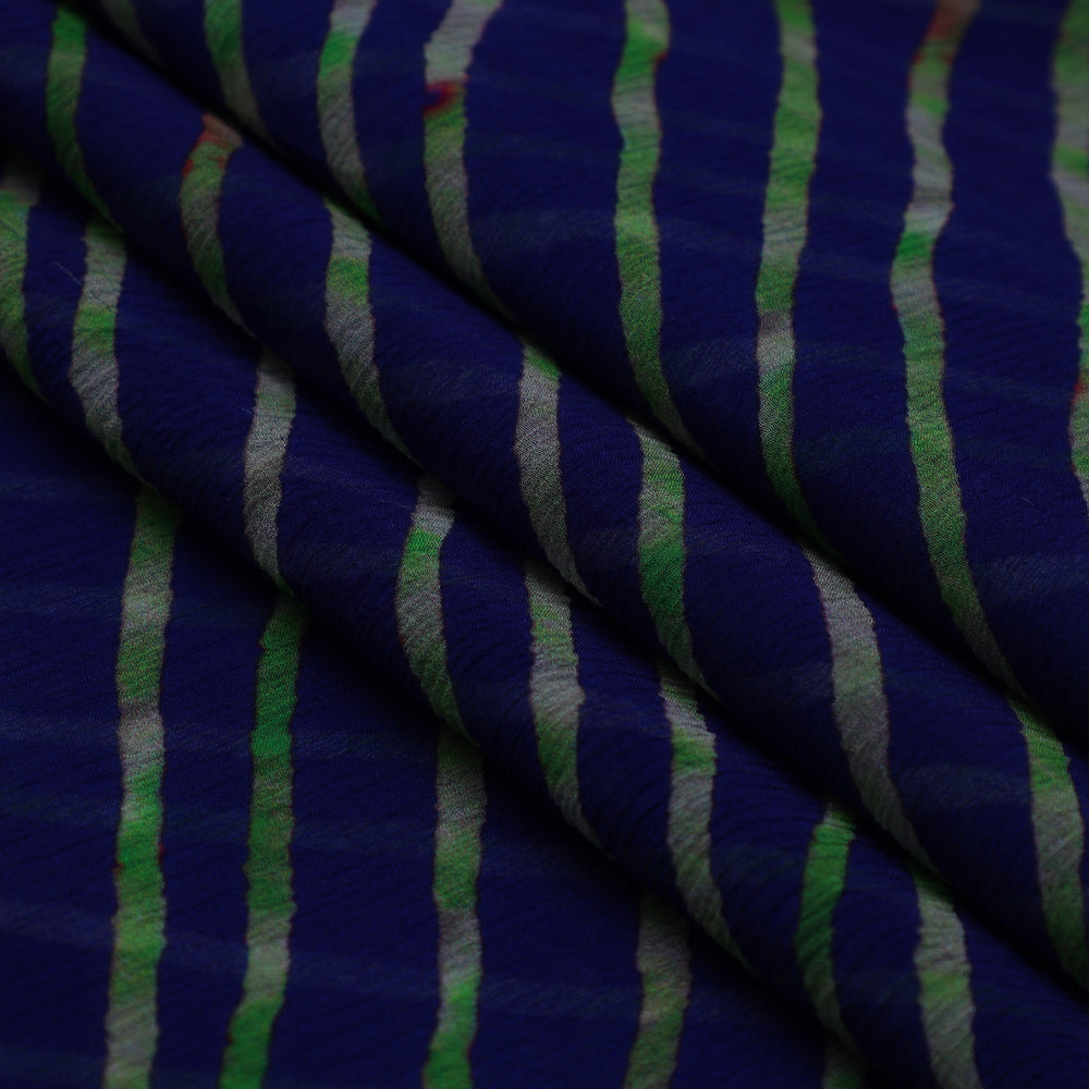 Blue-Green Color Digital Printed Chiffon Silk Fabric