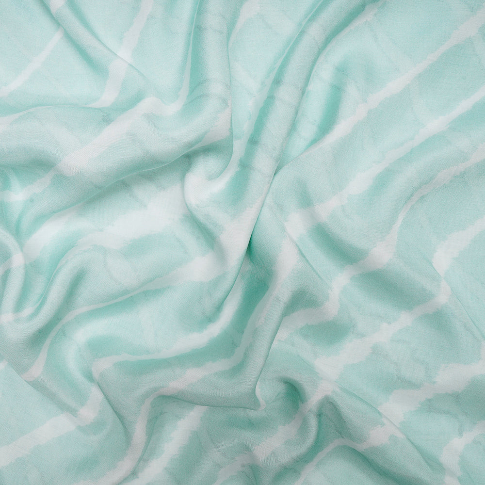 Mint Tulip Color Digital Printed Leheriya Pattern Viscose Muslin Fabric
