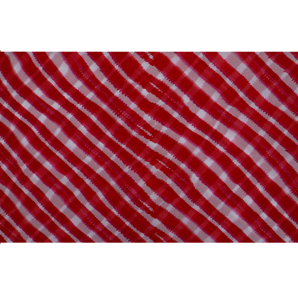 Red-White Color Digital Printed Chiffon Silk Fabric