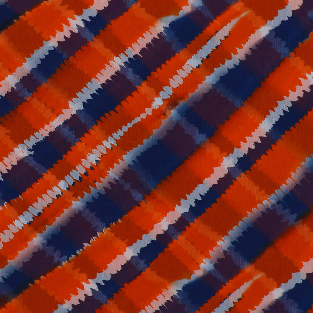 Orange-Blue Color Digital Printed Chiffon Silk Fabric