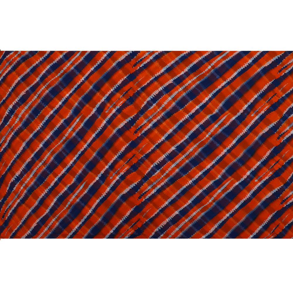 Orange-Blue Color Digital Printed Chiffon Silk Fabric