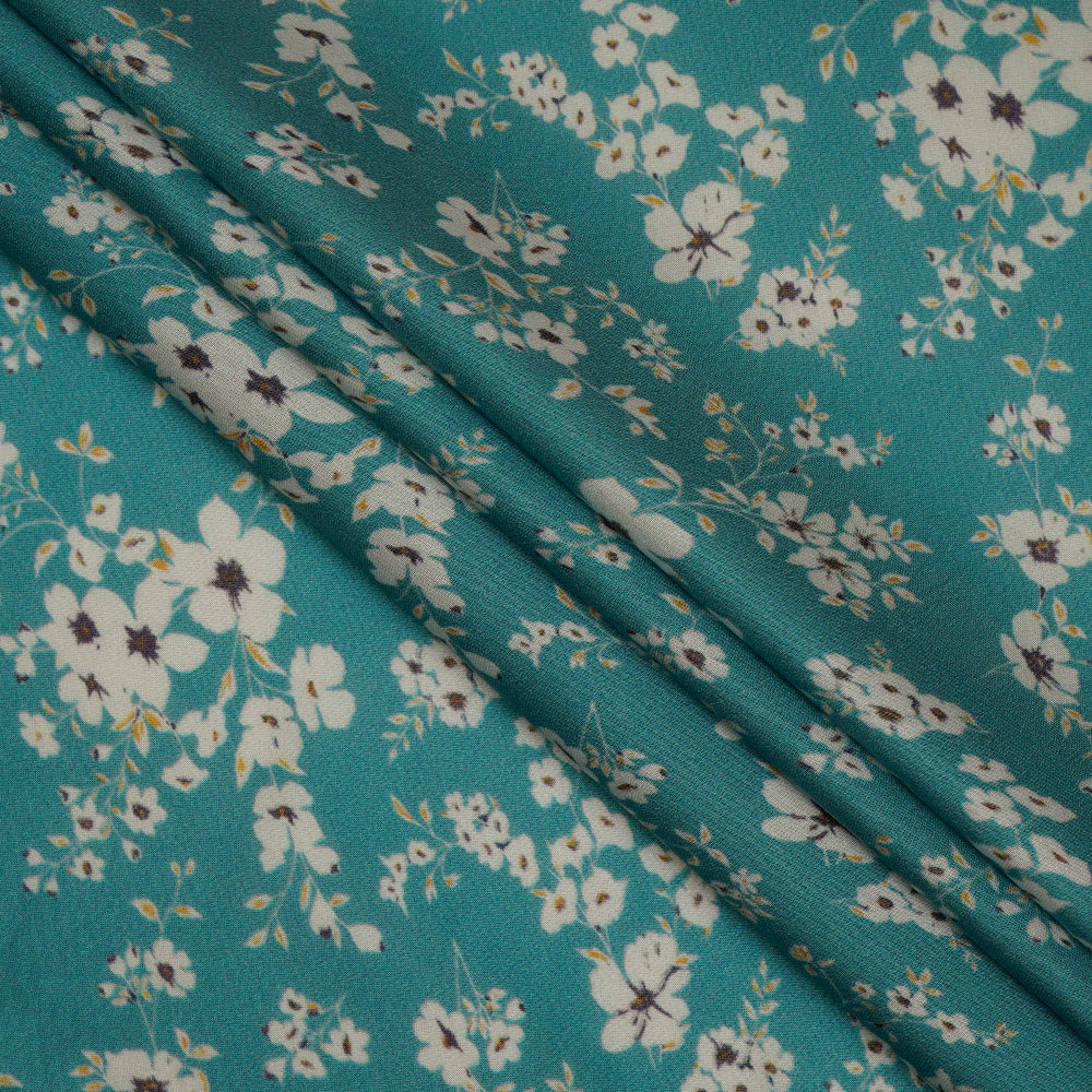 Light Blue Color Digital Printed Modal Satin Fabric