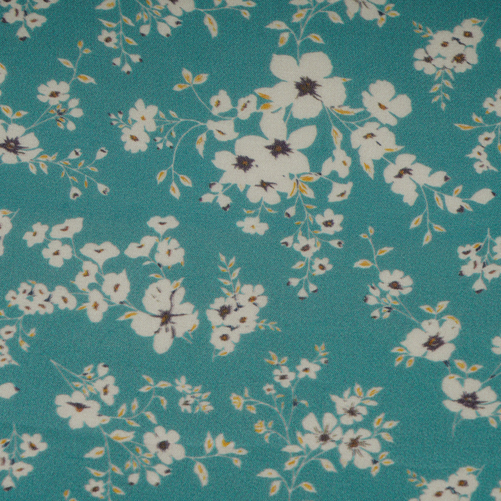 Light Blue Color Digital Printed Modal Satin Fabric