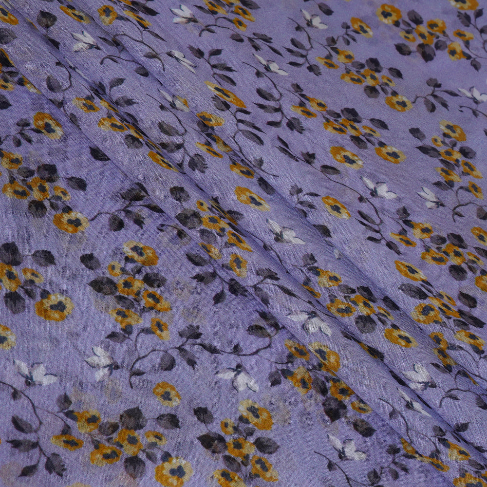 Purple Color Digital Printed Viscose Organza Fabric