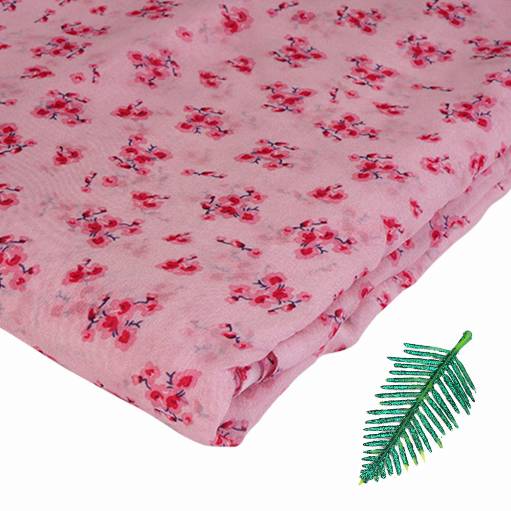 Pink Color Digital Printed Viscose Organza Fabric