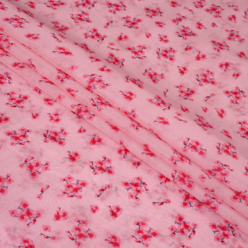 Pink Color Digital Printed Viscose Organza Fabric