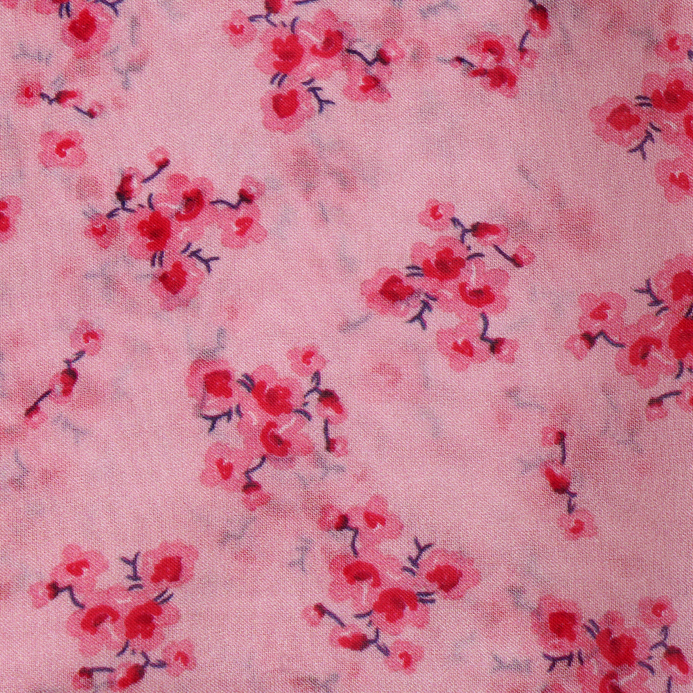 Pink Color Digital Printed Viscose Organza Fabric