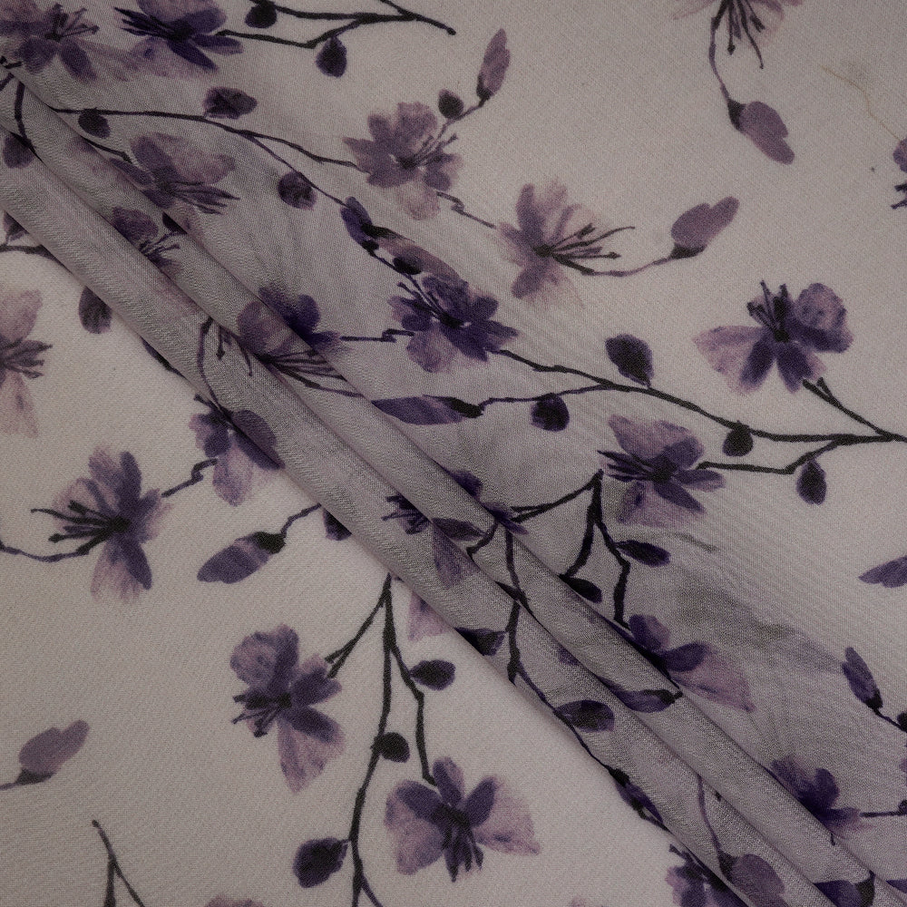 Light Lavender Color Digital Printed Viscose Organza Fabric