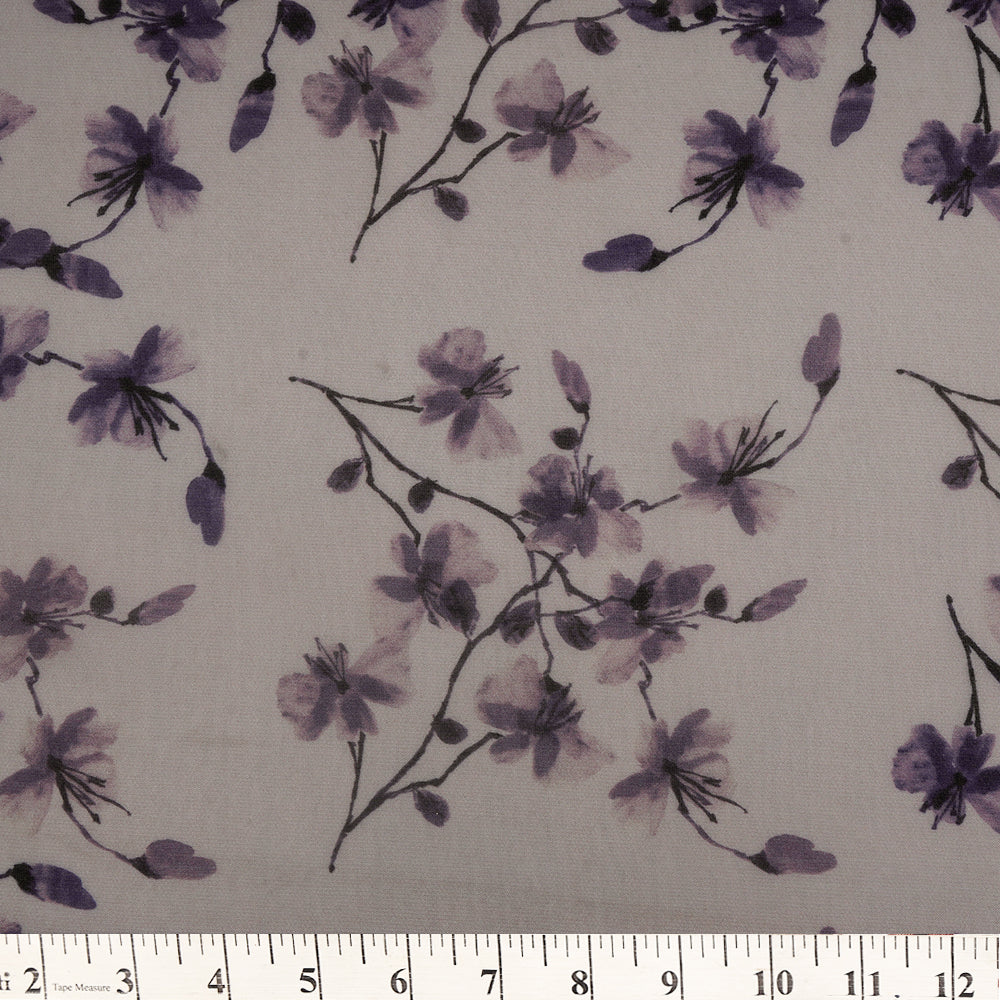 Light Lavender Color Digital Printed Viscose Organza Fabric