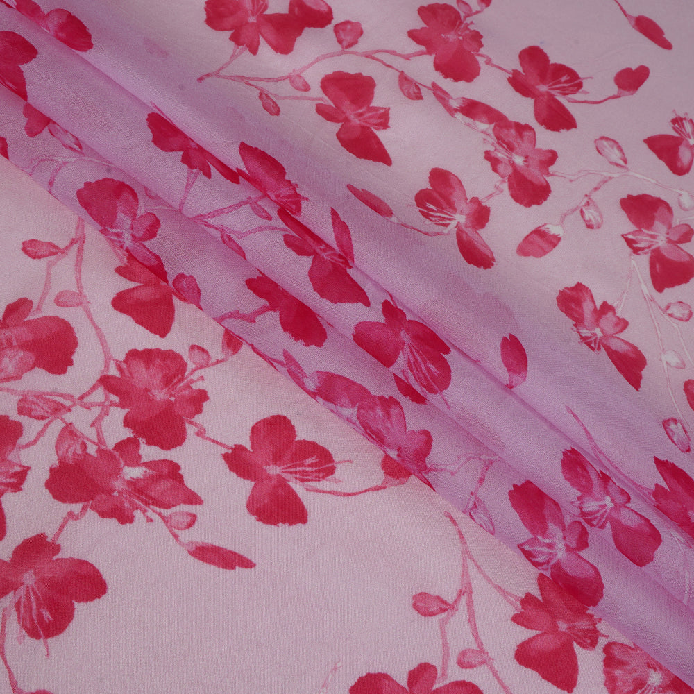 Pink Color Digital Printed Viscose Organza Fabric