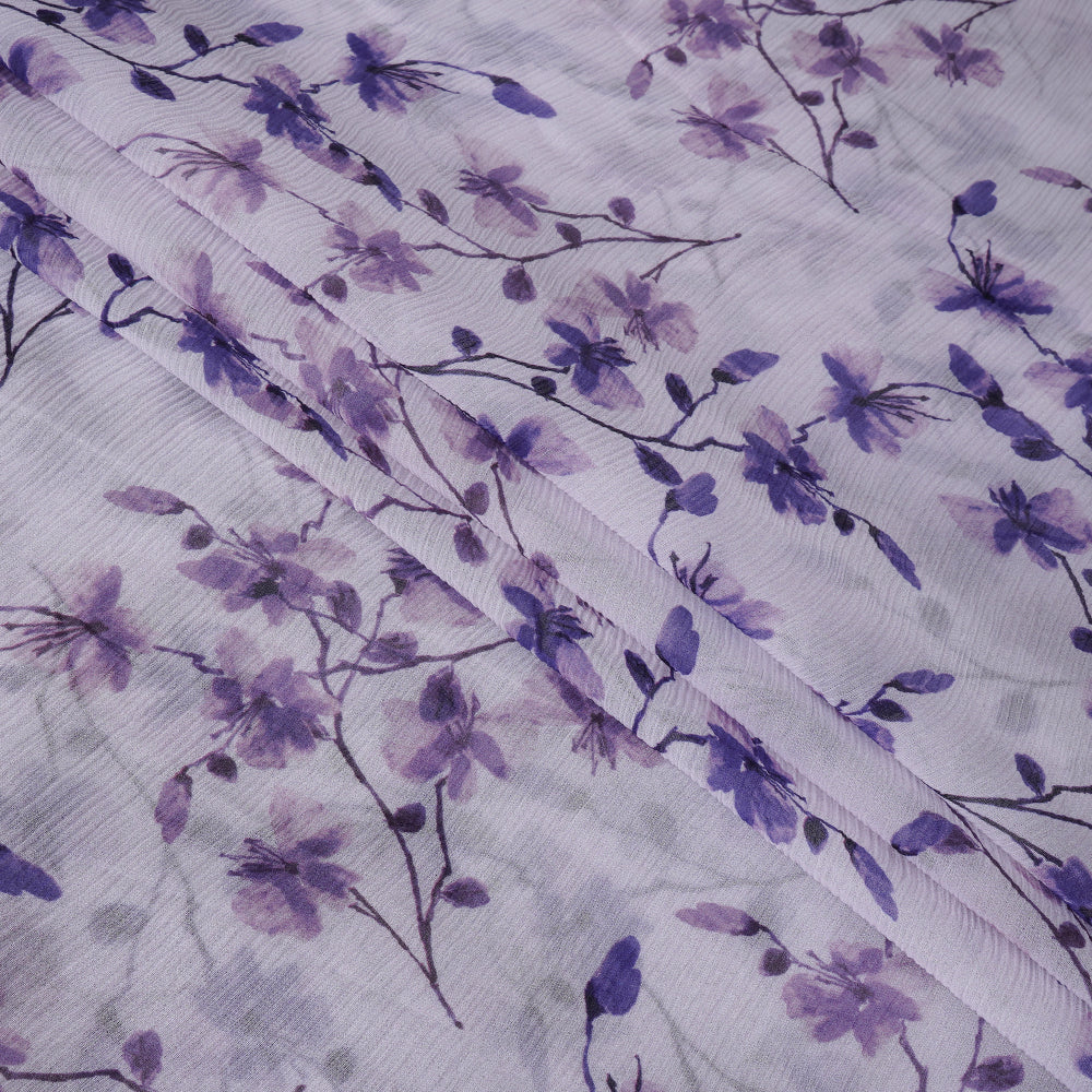 Light Purple Color Digital Printed Bemberg Chiffon Fabric