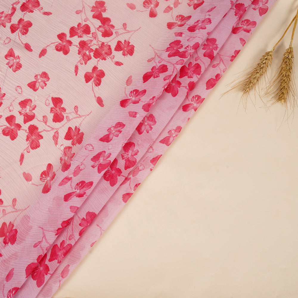 Light Pink Color Digital Printed Bemberg Chiffon Fabric