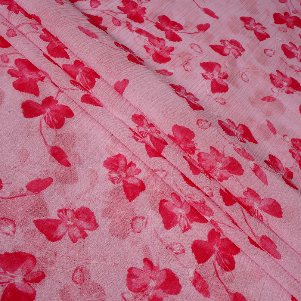 Light Pink Color Digital Printed Bemberg Chiffon Fabric