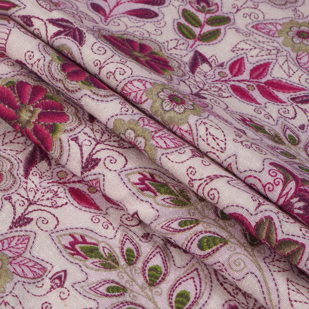 Pink Color Digital Printed Cotton Muslin Fabric