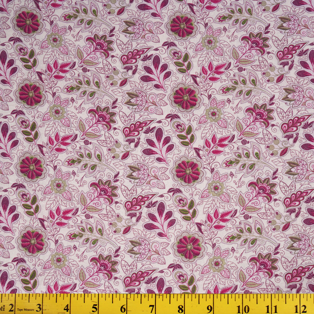 Pink Color Digital Printed Cotton Muslin Fabric