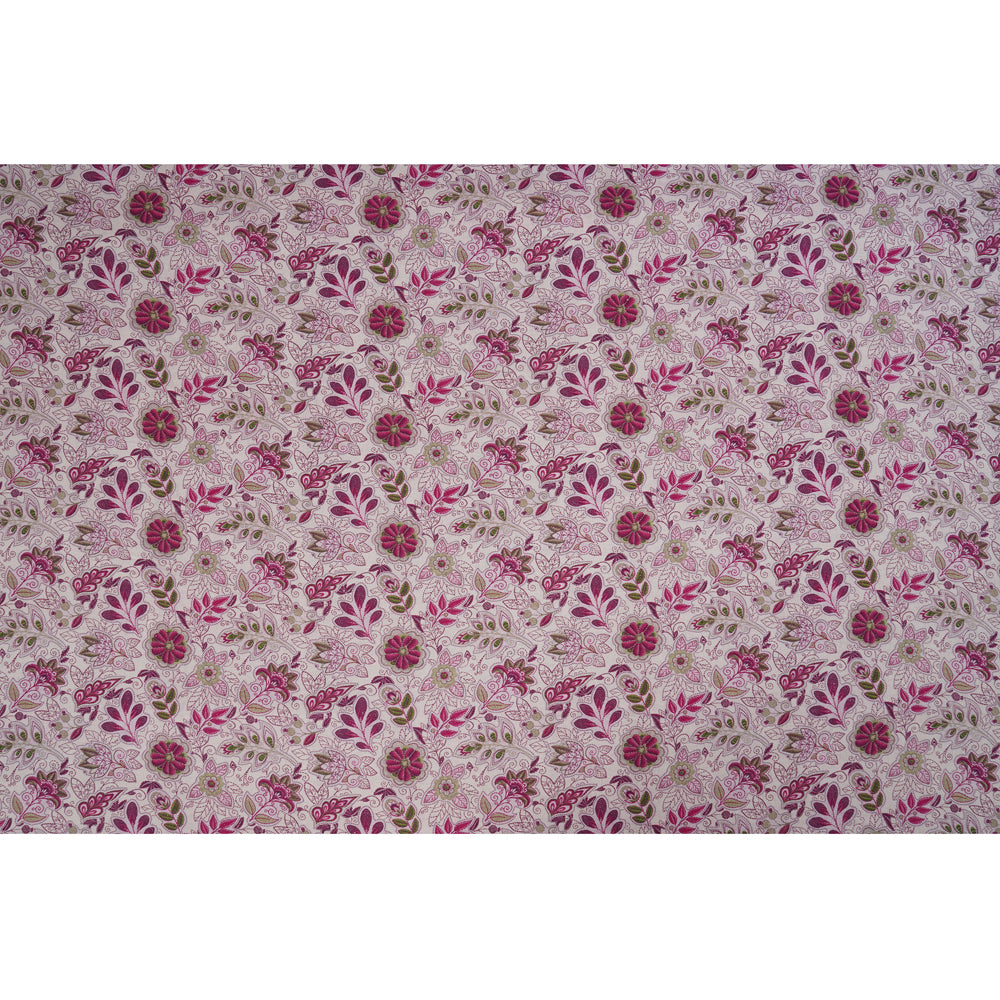 Pink Color Digital Printed Cotton Muslin Fabric