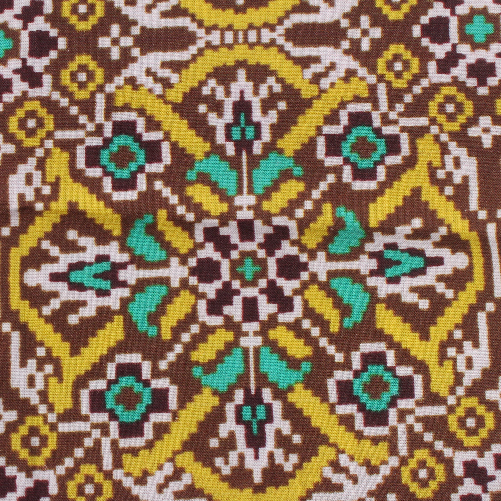 Brown-Yellow Color Digital Printed Modal Fabric
