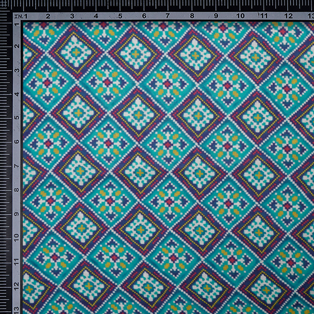 Multi Color Digital Printed Patola Pattern Bemberg Modal Satin Fabric