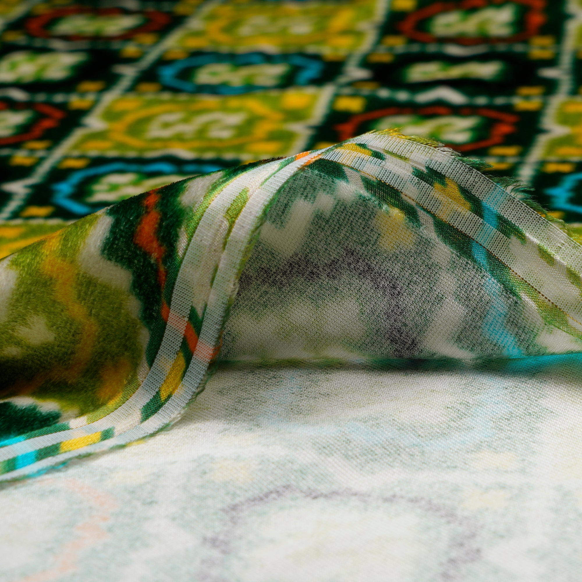 Multi Color All Over Pattern Digital Printed Silk Velvet Fabric
