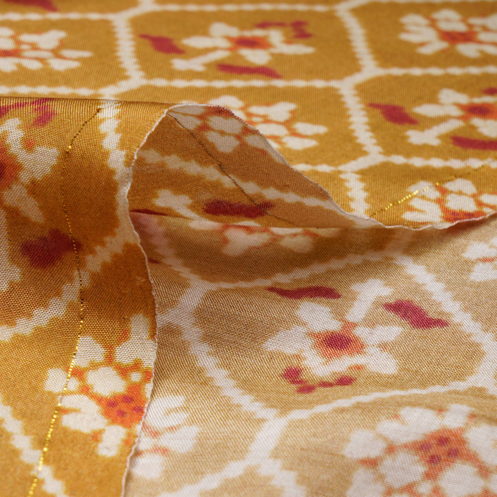 Mustard Color Digital Printed Viscose Muslin Fabric