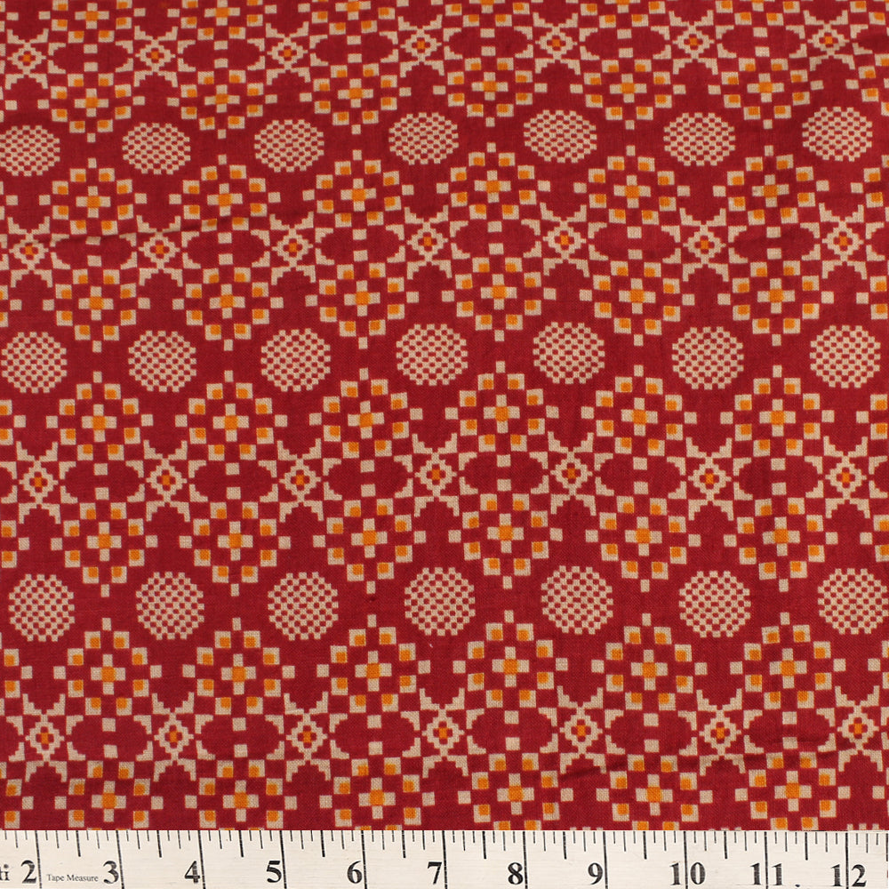 Maroon Color Digital Printed Linen Fabric