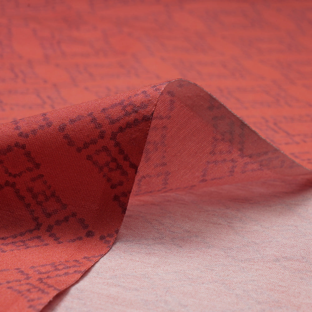 Bean Red Color Digital Printed Patola Pattern Chanderi Fabric