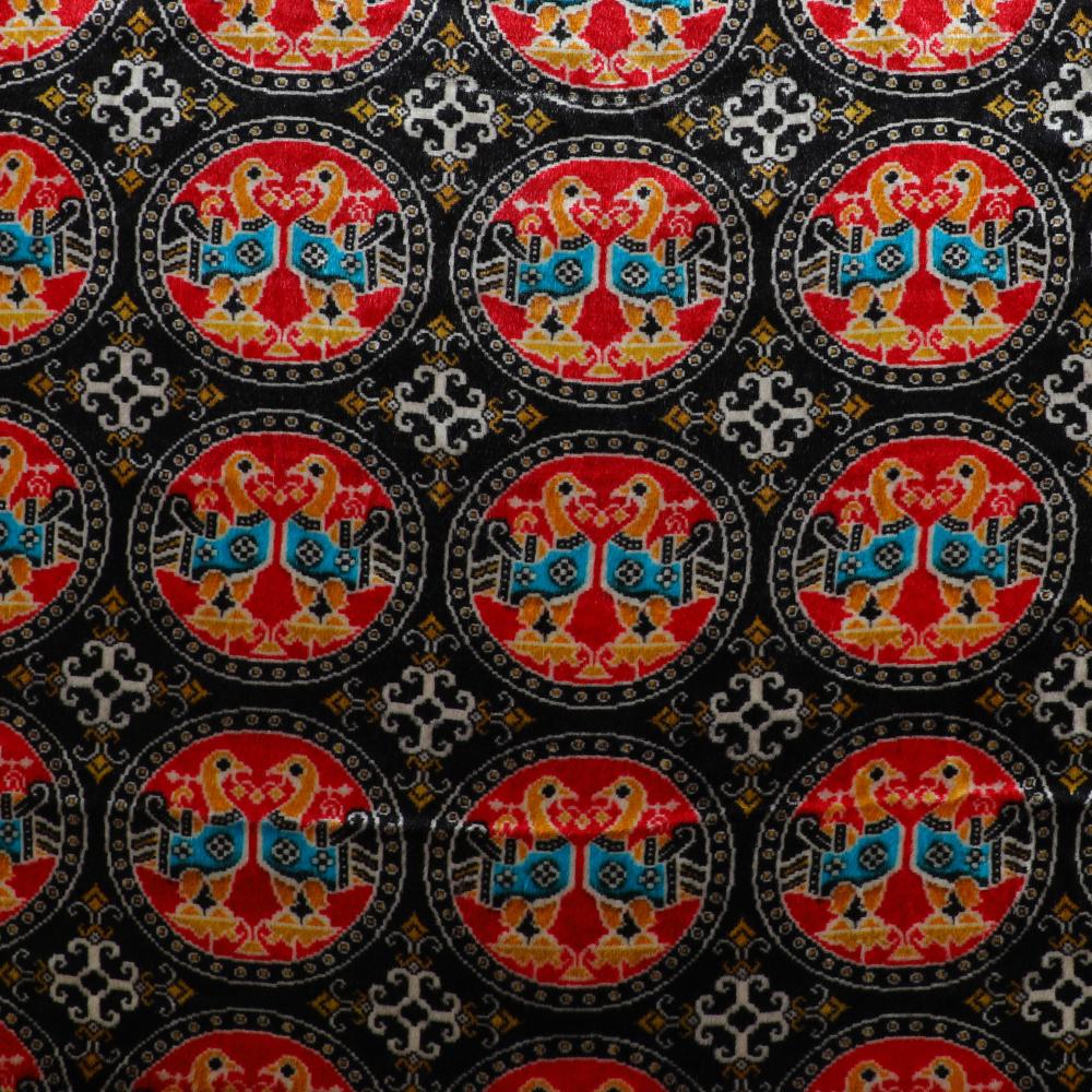 Black-Red Color Digital Printed Rayon Velvet Fabric