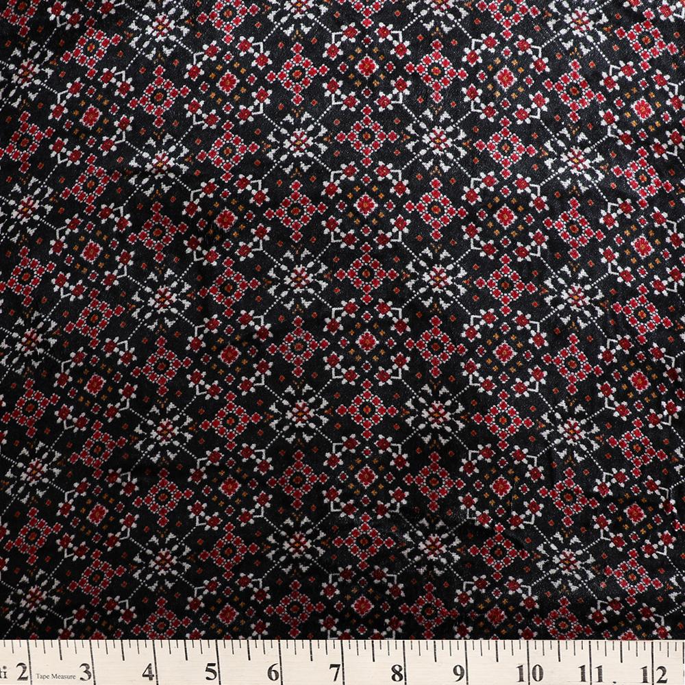 Black Color Digital Printed Rayon Velvet Fabric