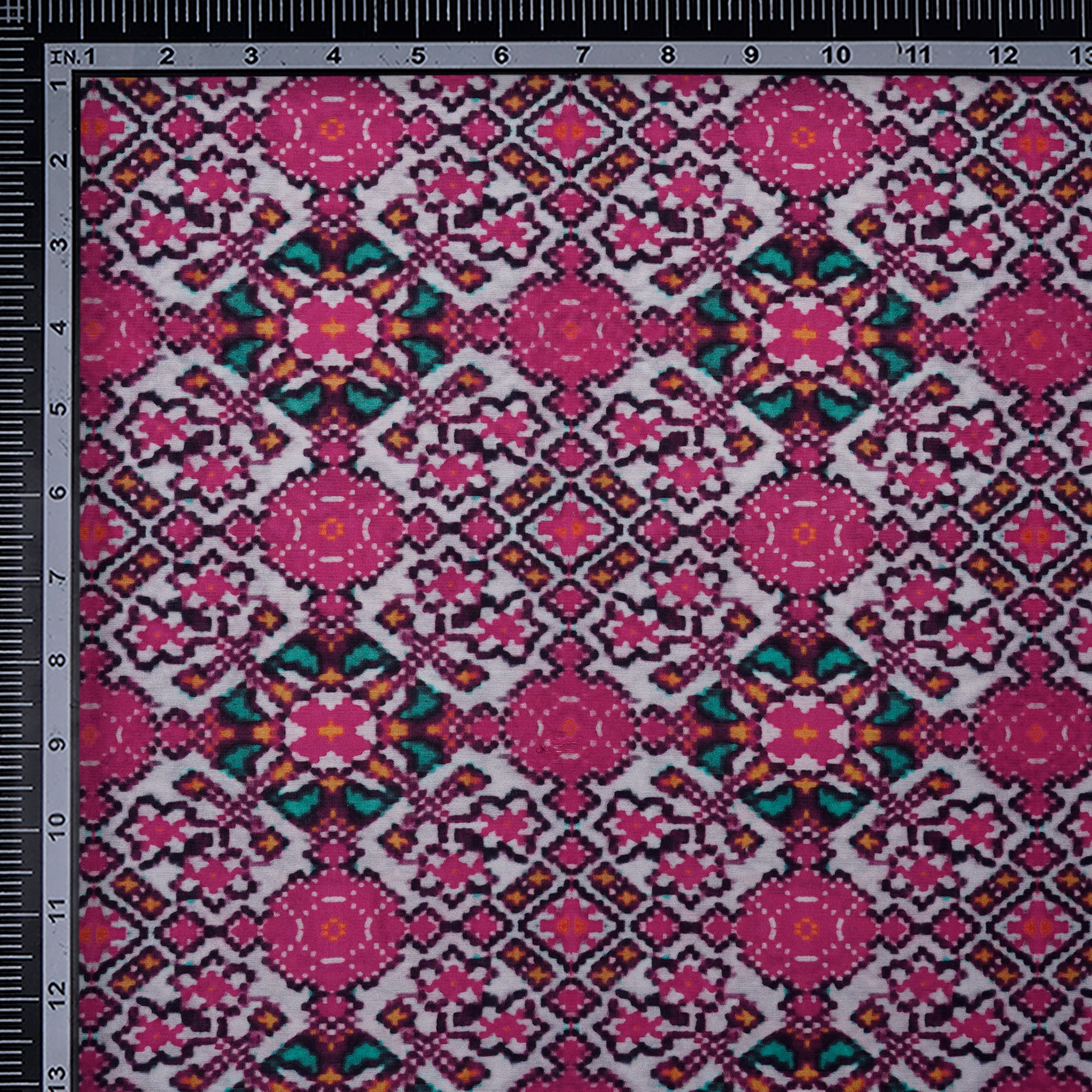 Dark Pink Color Digital Printed Pure Chanderi Fabric