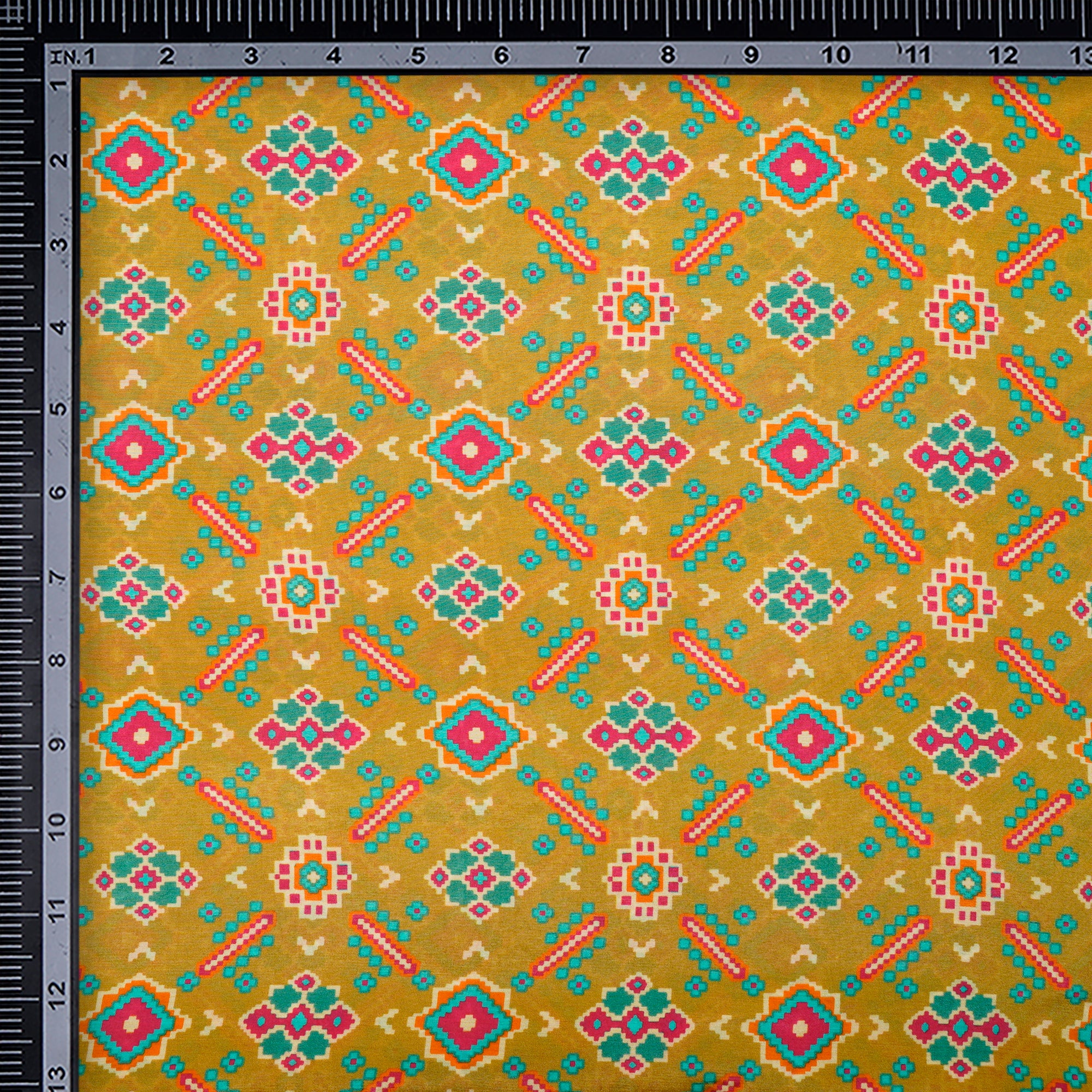 Dark Mustard Color Digital Printed Viscose Fabric