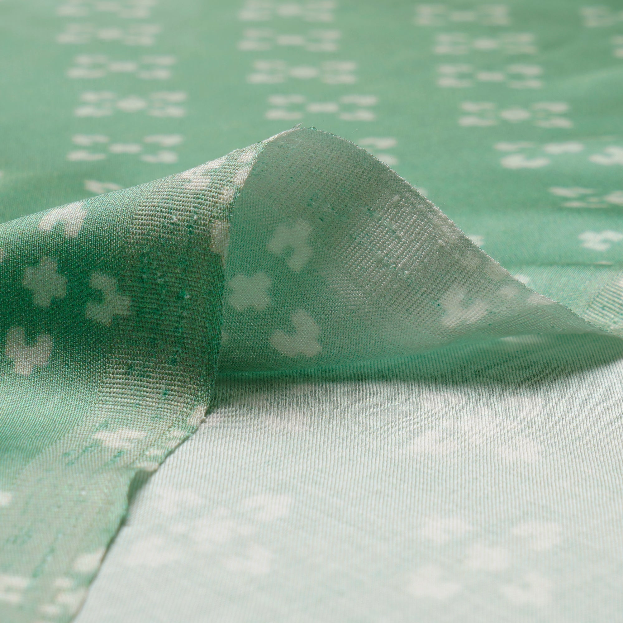 Pastel Green All Over Pattern Digital Pattern Maple Silk Fabric