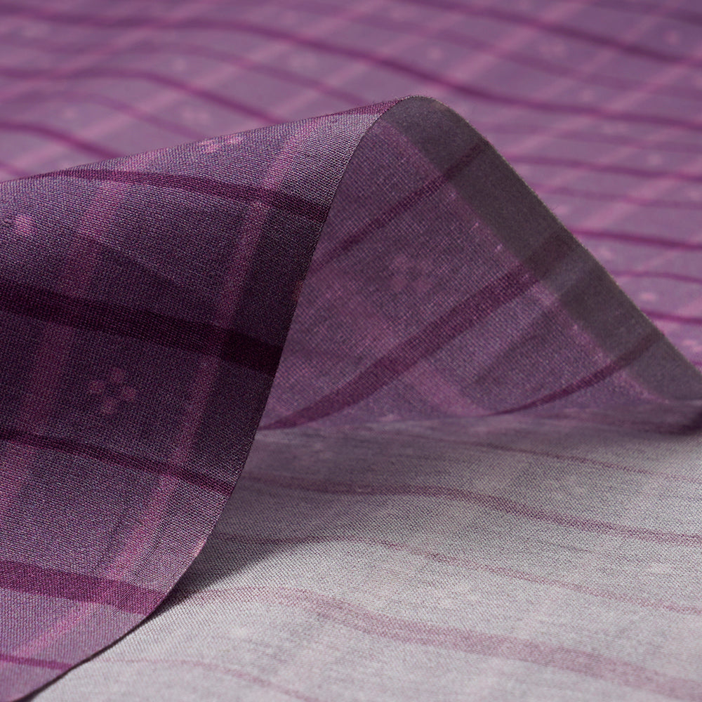 Purple Color Digital Printed Pure Chanderi Fabric