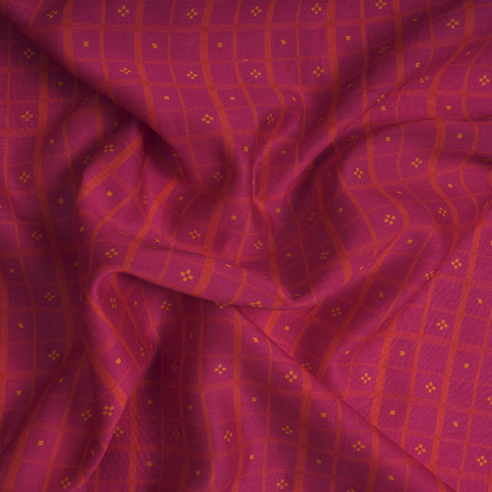 Pink Color Digital Printed Pure Chanderi Fabric