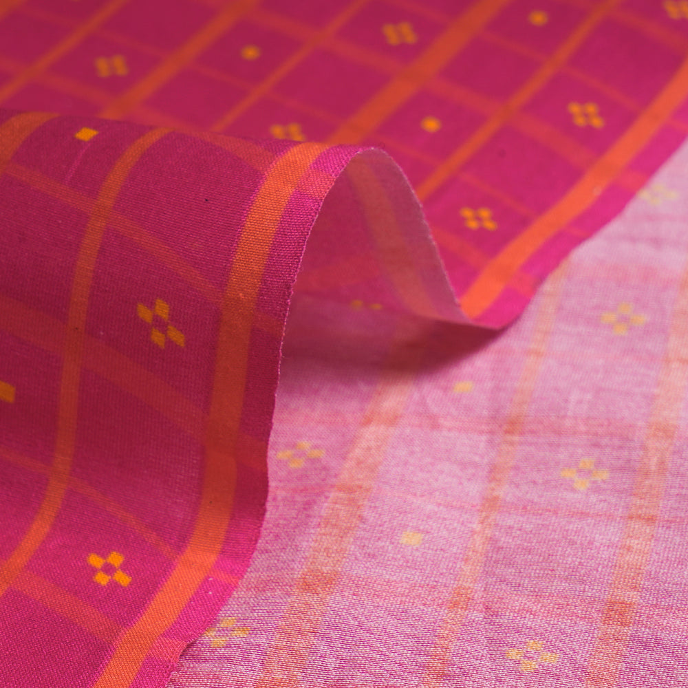 Pink Color Digital Printed Pure Chanderi Fabric