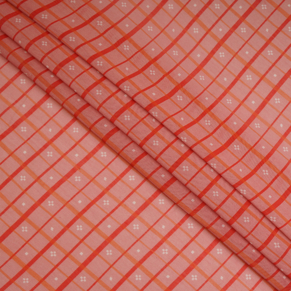 Peach Color Digital Printed Chanderi Fabric