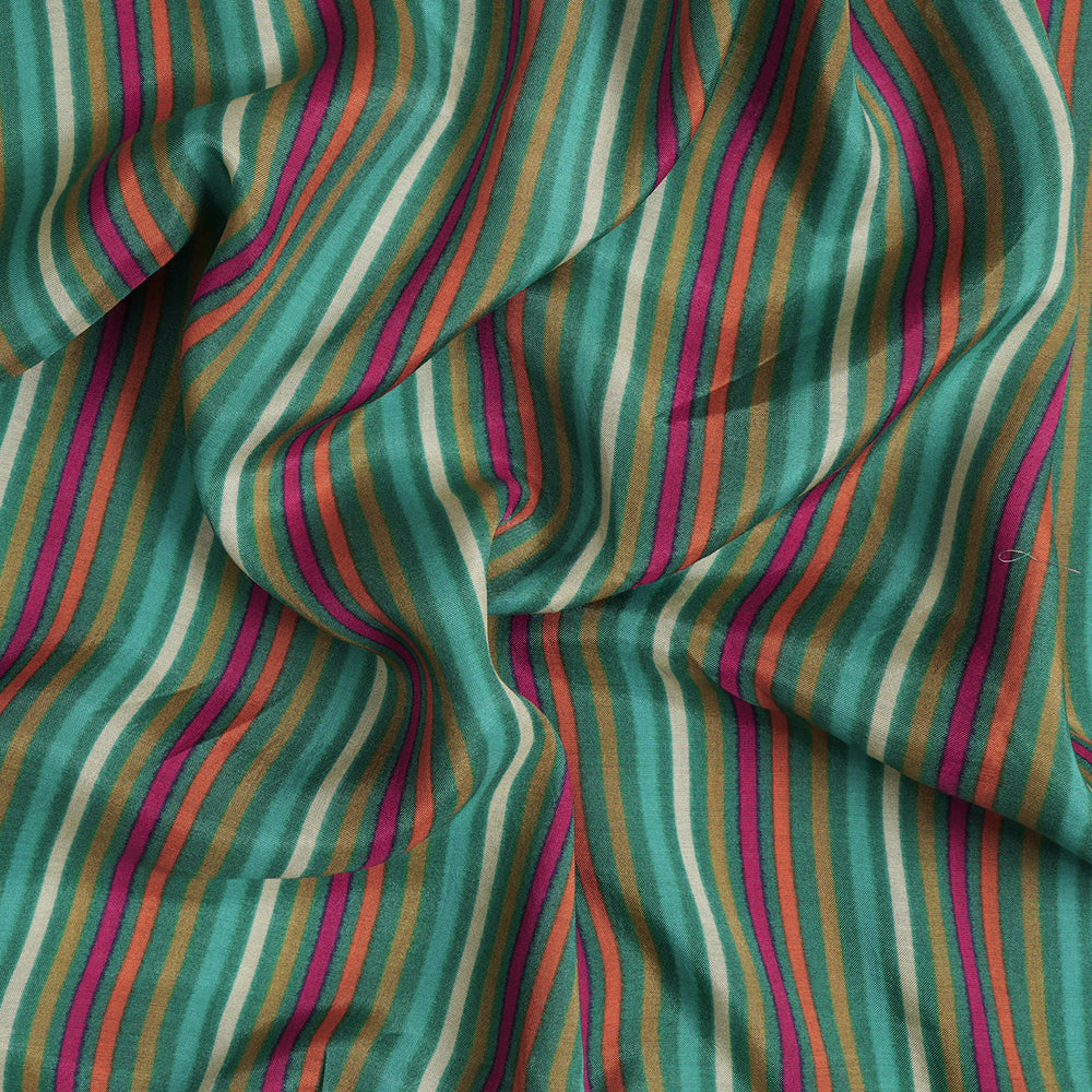 Multi Color Digital Printed Striped Pattern Viscose Muslin Fabric
