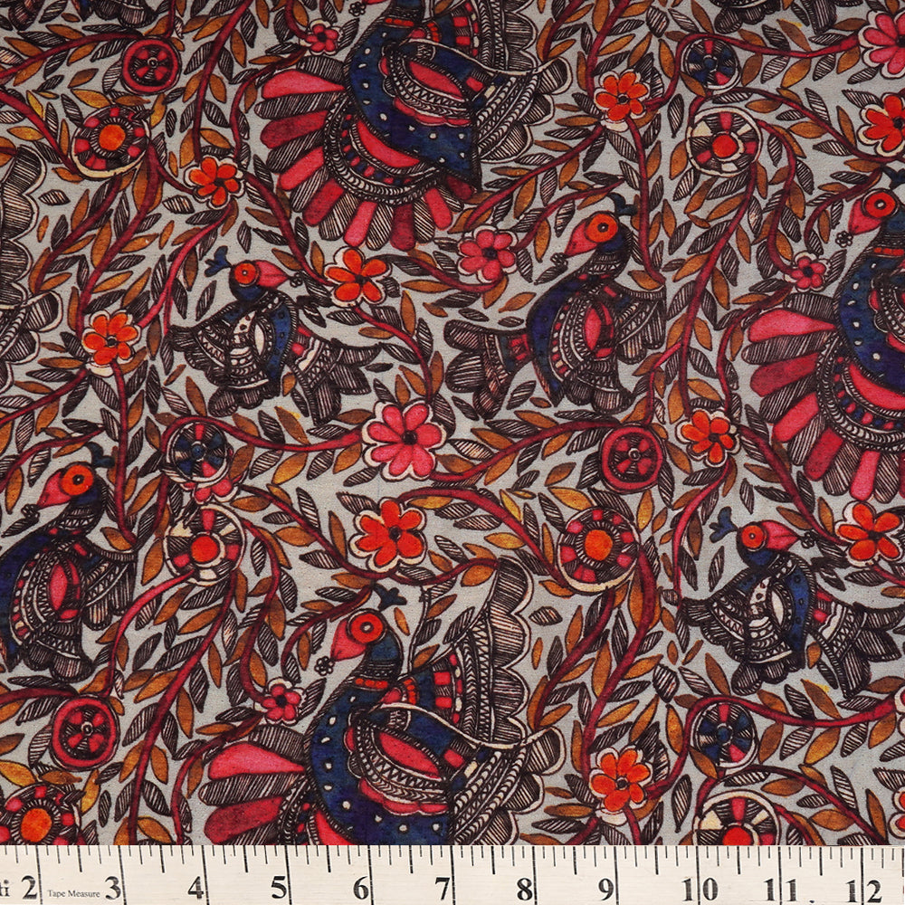 Multi Color Digital Printed Noile Silk Fabric