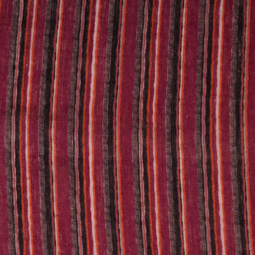 Purple-Black Color Digital Printed Striped Pattern Premium Linen Fabric