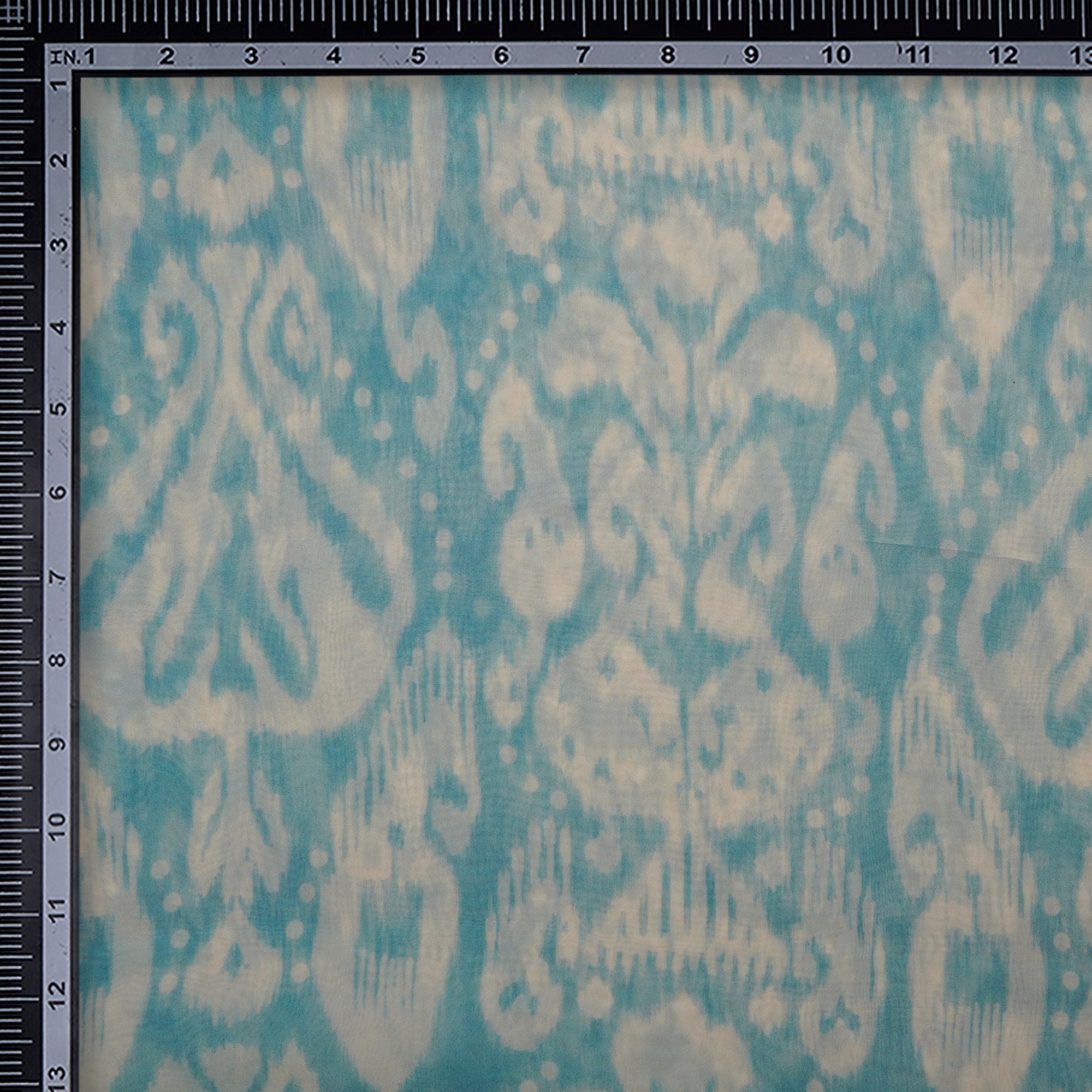Maui Blue Ikat Pattern Digital Pattern Viscose Organza Fabric