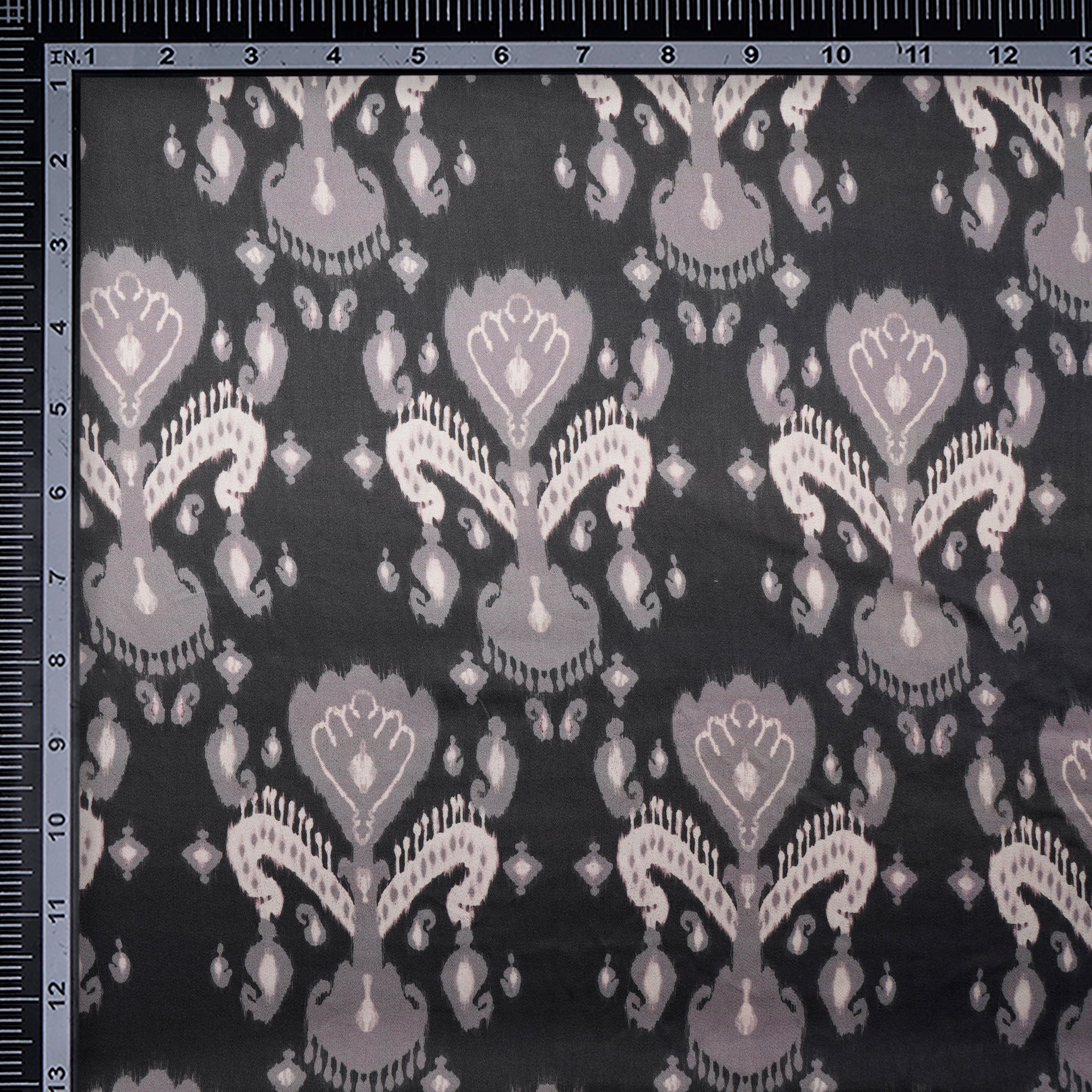 Black Ikat Pattern Digital Pattern Maple Silk Fabric