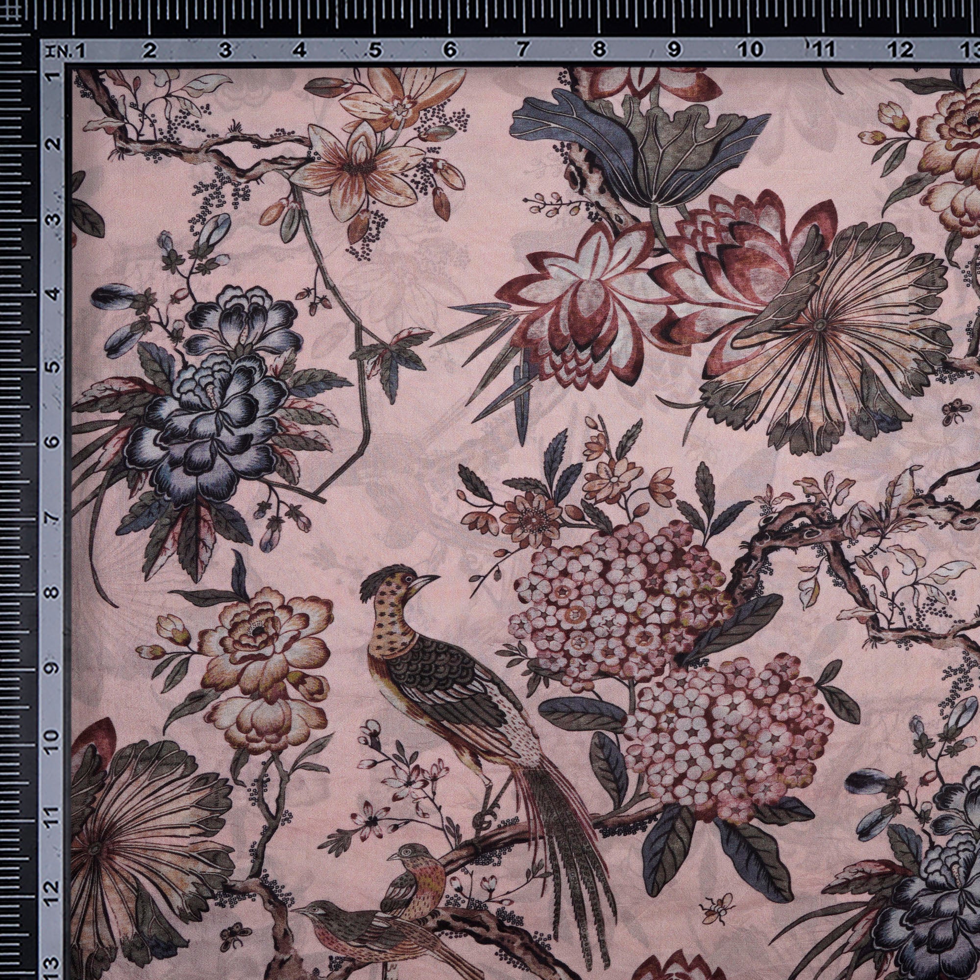 Pearl Floral Pattern Digital Print Pure Silk Fabric