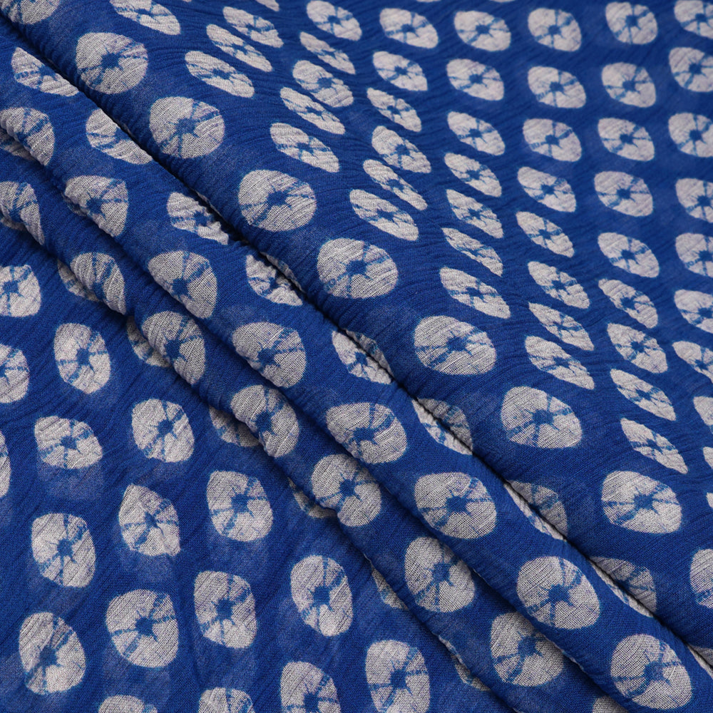 Blue Color Digital Printed Chiffon Bemberg Fabric