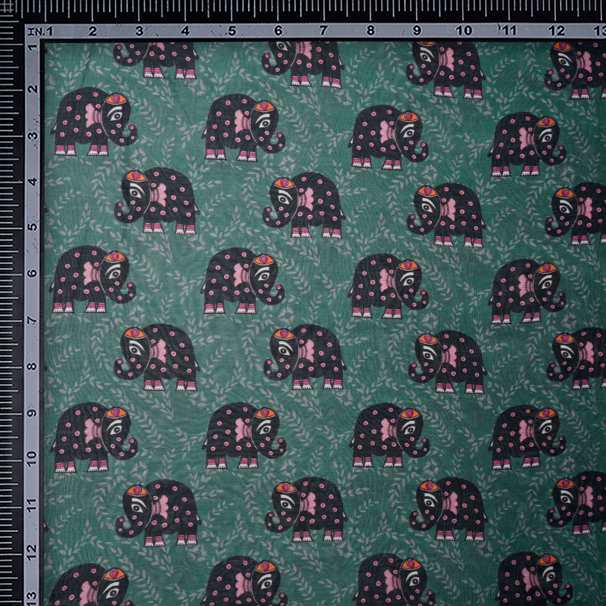 Castleton Green Animal Pattern Digital Printed Chanderi Fabric