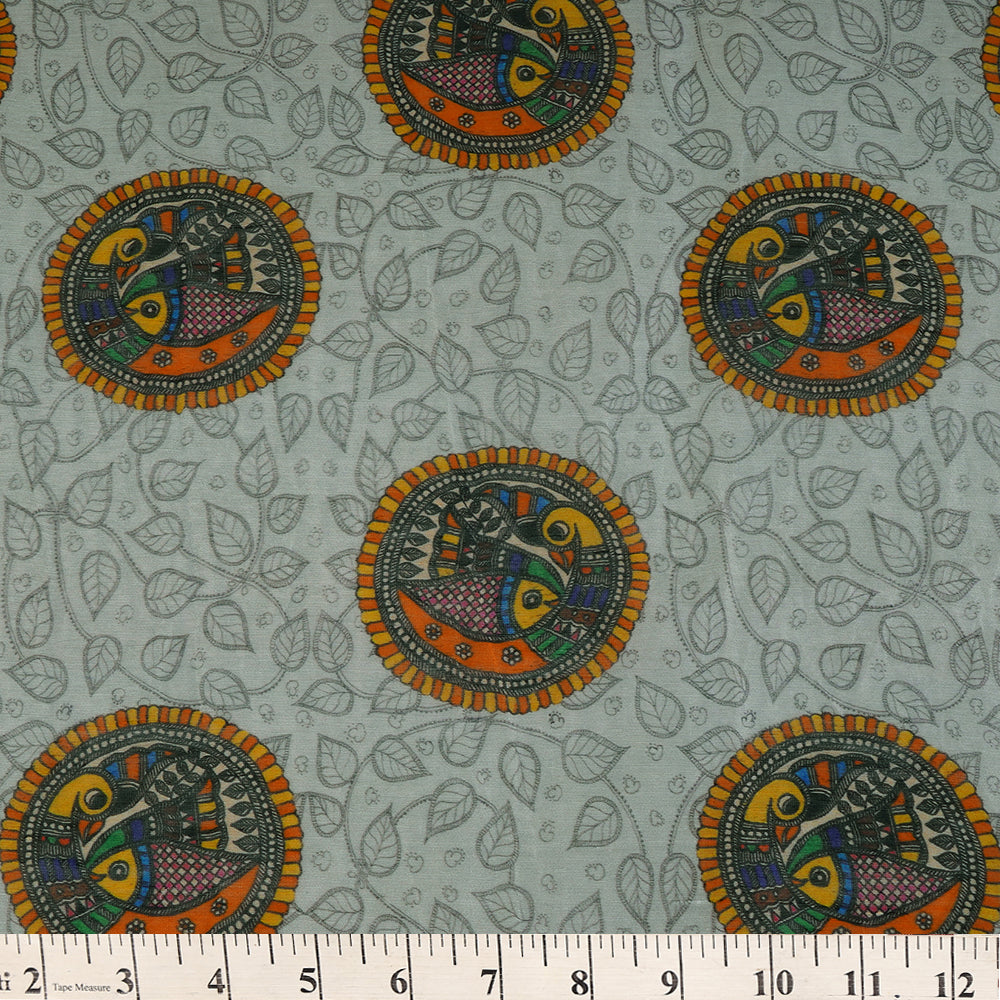 Multi Color Digital Printed Linen Silk Fabric
