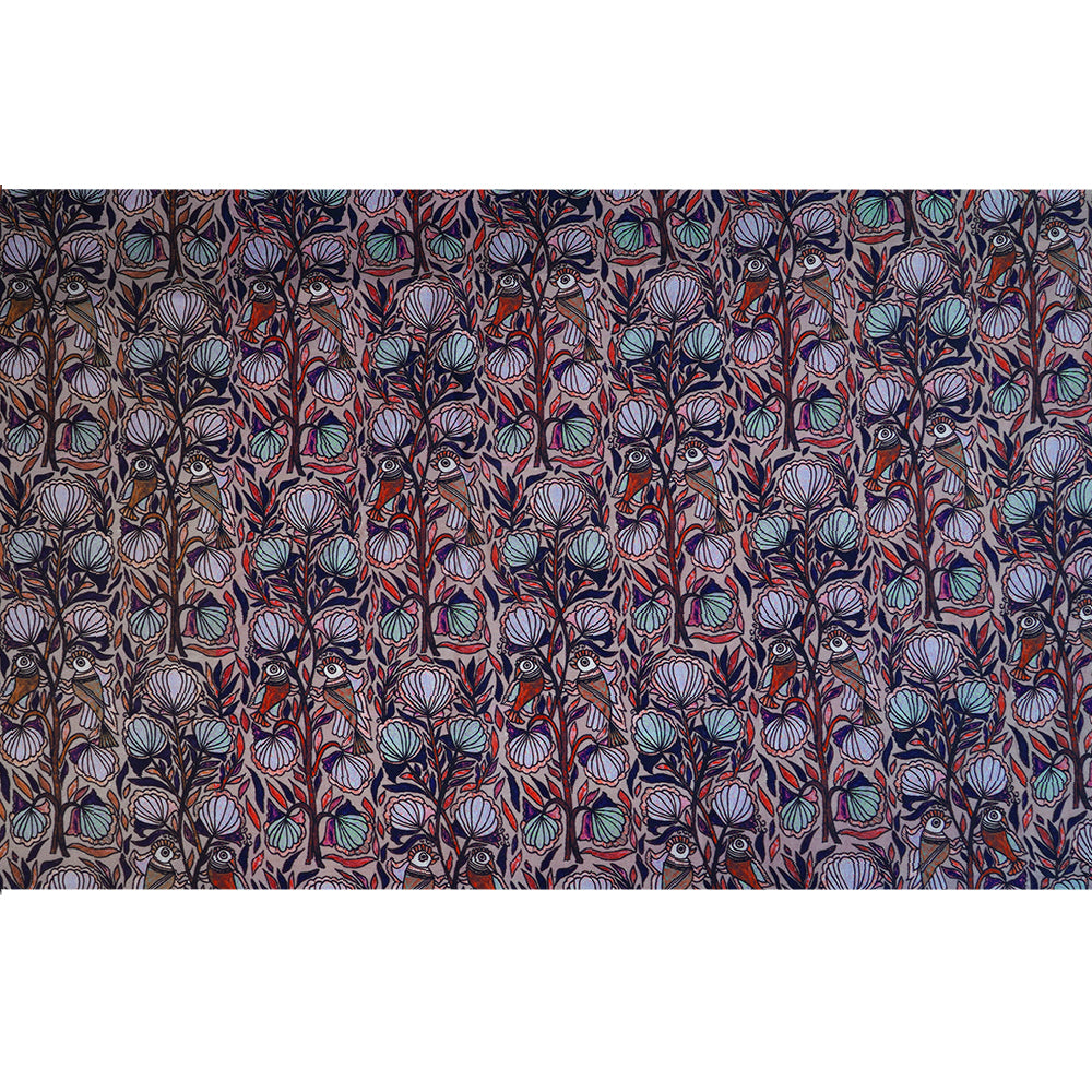 Multi Color Digital Printed Mulberry Matka Silk Fabric